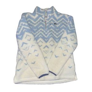 PINK Quarter-Zip Fleece Pullover with Chevron